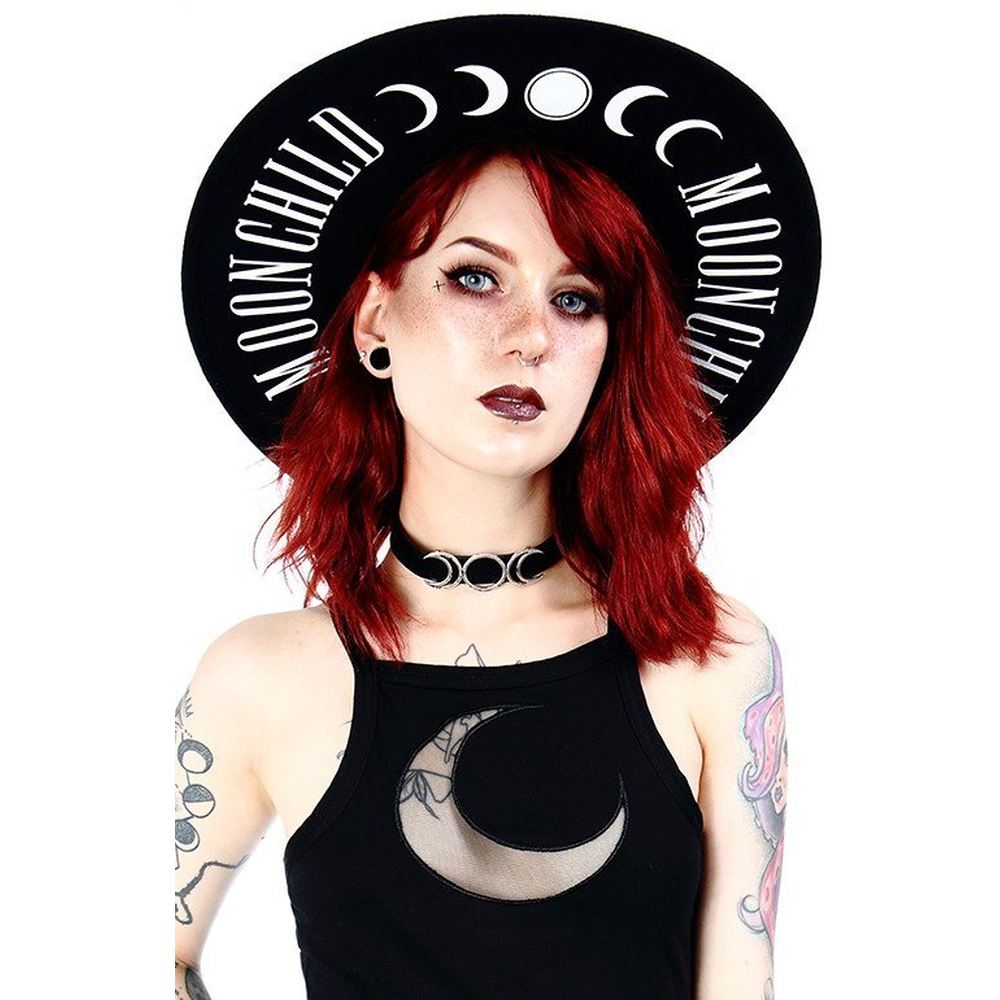 Restyle - Moon Child Fedora hoed - Wijde rand - Zwart